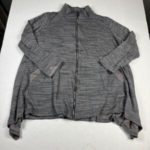Comfy USA Womens Lagenlook Full Zip Jacket Gray Casual Lounge Relaxed LARGE FLAW